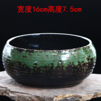 多肉植物花盆大口径拼盘古达个性创意陶瓷粗陶透气老小桩组合阳台花盆 浅蓝色加高绿纹盆 大