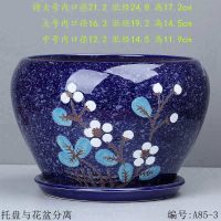 百合花盆陶瓷花盘种木槿大盆古达长形花边青花瓷种多肉种茉莉 A85-3深蓝花 大