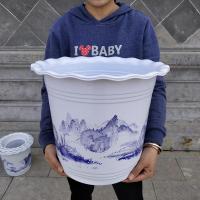 加厚塑料仿陶瓷树脂花盆山水风景室内外盆景古达果树特大号育苗盘托盘 厚边BB320型白色送托盘 大