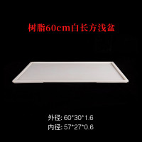 吸水石假山上水石山水盆景盆底座非汉白玉古达天然大理石石头花盆托盘 树脂60cm白长方浅盆 中等