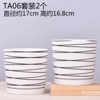 欧式花盆陶瓷大号多肉古达绿萝植物花盆塑料小花盆 TA06套装2个带托盘 大