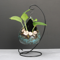 古达悬挂水培绿萝花瓶水养植物花盆容器鲜花插花陶瓷桌面铁件摆件
