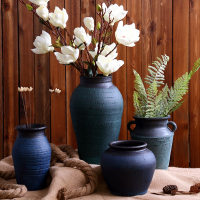 复古粗陶古达花瓶花器手工陶罐多肉花盆土陶罐插干花客厅摆件