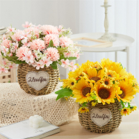 向日葵假花仿真花摆设古达客厅餐桌花艺摆件家居装饰塑料花束绢花盆栽