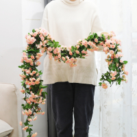 仿真玫瑰假花藤阳台古达吊篮藤椅装饰吊顶空调管道装饰花卉藤条遮挡缠绕花卉