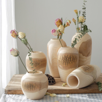 干花花瓶古达原木北欧ins风新中式摆件现代装饰禅意民宿创意摄影道具花盆