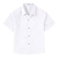 迪鲁奥(DILUAO)[品质保证]儿童礼服白衬衫短袖夏季薄款女童演出服学生校服男童白色半袖衬衣 白色 短袖 礼服衬衫
