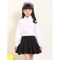 迪鲁奥(DILUAO)[品质保证]女童白色衬衫长袖春季儿童校服小学生翻领圆领衬衣演出大