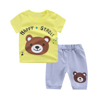 迪鲁奥(DILUAO)2021夏季3岁半2岁儿童短袖短裤套装我爱妈妈我爱爸爸纯棉婴儿宝宝T恤男童女童套装[夏]