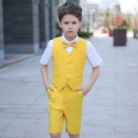 迪鲁奥(DILUAO)男童礼服夏马甲三件套装英伦风小西装六一儿童节钢琴表演出服花童