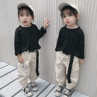 迪鲁奥(DILUAO)儿童套装女童秋季童装女装3岁两岁女宝宝纯棉休闲裤工装裤T恤两件套洋气小孩衣服网红女童装 大图色