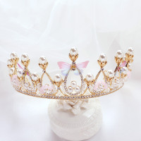 迪鲁奥(DILUAO)授权店铺 儿童皇冠头饰儿童皇冠头饰公主女童皇冠大箍粉色饰苏菲亚韩国走秀演出饰品公主梦 粉红色