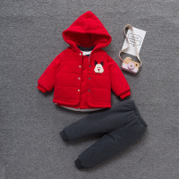 迪鲁奥(DILUAO)大红婴儿棉衣马甲三件套秋冬装加厚男女宝宝衣服冬季外套外出儿童 红色