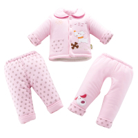 迪鲁奥(DILUAO)婴儿棉衣三件套儿秋冬外出服饰 男女童宝宝冬季棉袄套装369个月1岁