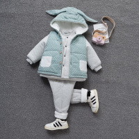 迪鲁奥(DILUAO)婴儿棉衣马甲三件套秋冬装加厚 男女宝宝衣服冬季外套外出服儿童