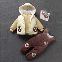迪鲁奥(DILUAO)婴儿棉衣马甲三件套秋冬装加厚 男女宝宝衣服冬季外套外出服儿童