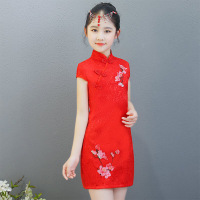 迪鲁奥（DILUAO)同款 女童旗袍儿童礼服唐装连衣裙改良复古中国风小女孩弹古筝演出服夏天小孩子穿的裙子