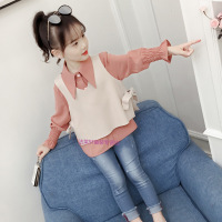 迪鲁奥(DILUAO)官方同款 女童衬衫秋装套装2021新款韩版儿童洋气上衣春秋小女孩衬衣秋款潮 粉红色大厂生产标准正码