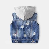 迪鲁奥(DILUAO)萌娃 当道儿童牛仔马甲男童秋季坎肩磨破新款童装女童宝Q 图片色