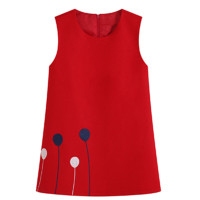 迪鲁奥(DILUAO)28女童新款公主连衣裙春秋冬季韩版裙儿童红色马甲裙子