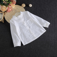 迪鲁奥(DILUAO)女童洋气衬衫立领春秋韩版纯棉儿童衬衣女白色宝宝长袖上衣薄款秋