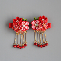 迪鲁奥(DILUAO)手工蝶恋花夹儿童花朵古风步摇饰汉服头饰品唐装旗袍配饰