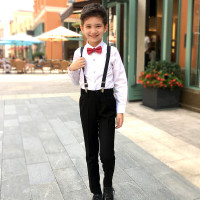 迪鲁奥(DILUAO)男童礼服花童男孩白衬衫背带长裤套装中大童主持人钢琴演出服