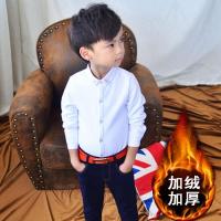 迪鲁奥(DILUAO)男童衬衫长袖2021冬季新款纯棉保暖小孩黑色加绒加厚儿童白色衬衣