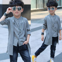 迪鲁奥（DILUAO)男童衬衫长袖新款春秋假两件衬衣儿童中国风立领中大童洋气上衣潮