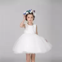 迪鲁奥(DILUAO)花童礼服公主裙女童连衣裙蓬蓬裙白色生日晚礼服儿童六一演出服夏