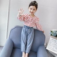 迪鲁奥(DILUAO)女童套装2021新款洋气秋装女孩牛仔裤衬衫童装儿童裤子两件套春秋