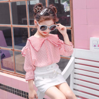 迪鲁奥(DILUAO)女童衬衫秋2021新款潮粉红少女风大童洋气韩版薄款长袖小女孩衬衣 粉红色