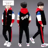 迪鲁奥(DILUAO)三件套童装男童套装冬装2021秋冬新款韩版儿童套装中大童时尚帅气金丝绒卫衣马甲男孩加厚潮衣3-