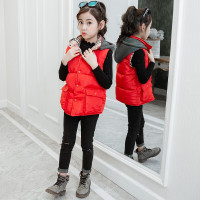 迪鲁奥(DILUAO)男童羽绒棉马甲秋冬装女童双面穿连帽马夹3-13岁中大童洋气坎肩小学生百搭上衣潮