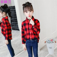 迪鲁奥(DILUAO)童装女童春秋装衬衫2021新款6韩版7洋气5格子9长袖12岁中大儿童衬衣