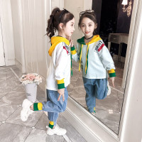 迪鲁奥(DILUAO)童装女童秋装10小女孩运动套装12儿童春秋季长袖T恤卫衣牛仔长裤15岁中大童两件套潮