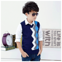 迪鲁奥(DILUAO)秋冬男童V领毛衣中大童针织毛线儿童男孩羊毛马甲宝宝坎肩