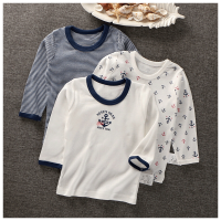 迪鲁奥(DILUAO)薄款儿童装男童宝宝秋衣婴儿长袖体恤男孩T恤中小童睡衣棉 蓝锚长袖一包(3件价)