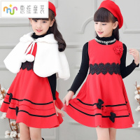 迪鲁奥(DILUAO)春秋冬款中大儿童装女童红毛呢子连衣裙女孩礼服马甲公主裙子