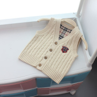 迪鲁奥(DILUAO)秋款男孩马甲儿童毛衣开衫男童婴儿毛线马夹宝宝纯棉线坎肩潮