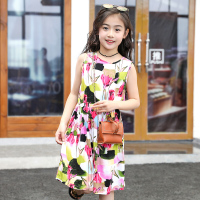 迪鲁奥(DILUAO)女童睡裙背心纯棉绸女孩公主裙子儿童睡衣夏季碎花家居连衣裙薄款