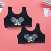 迪鲁奥(DILUAO)女童育期小背心小女孩9-10-11-12-13岁大童小学生儿童文胸内衣 黑色+黑色 155(均码)