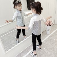 迪鲁奥(DILUAO)女童撞色衬衫2021新款韩版洋气儿童衬衣长袖秋款中大童秋装上衣潮