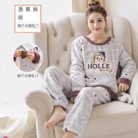 迪鲁奥(DILUAO)秋冬季加绒法兰绒月子服产后喂奶哺乳期外出珊瑚绒孕妇睡衣冬