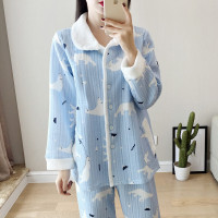 迪鲁奥(DILUAO)秋冬季孕妇纯棉长袖产后坐月子服喂奶夹层空气棉产妇哺乳夹棉睡衣