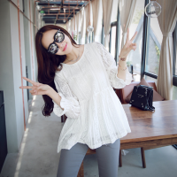 迪鲁奥(DILUAO)2021春装韩版时尚孕妇装春秋衫孕妇娃娃衫蕾丝孕妇上衣