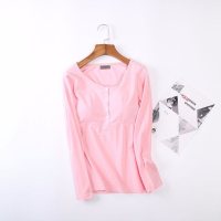 迪鲁奥(DILUAO)孕妇睡衣月子服外出喂奶衣服纯棉产后免穿文胸哺乳衣上衣长袖T恤
