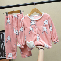 迪鲁奥(DILUAO)男童冬季法兰绒儿童睡衣秋冬季女童宝宝小孩家子居服套装珊瑚绒