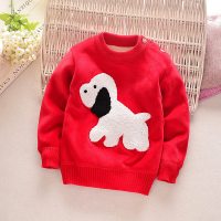 迪鲁奥(DILUAO)秋冬儿童加绒打底衫0-5岁宝宝卫衣卡通男女童毛衣双面绒上衣