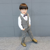 迪鲁奥(DILUAO)男童套装2021新款帅气2-6周岁4男宝宝中儿童西装马甲两件套春秋